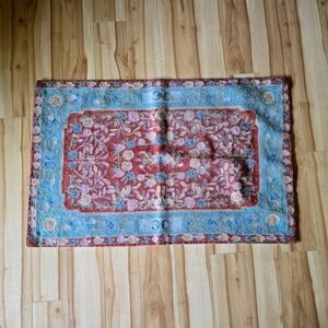 Rug from Afghanistan.  2x3 Table covering, decoration Vibrant colors. Prayer rug